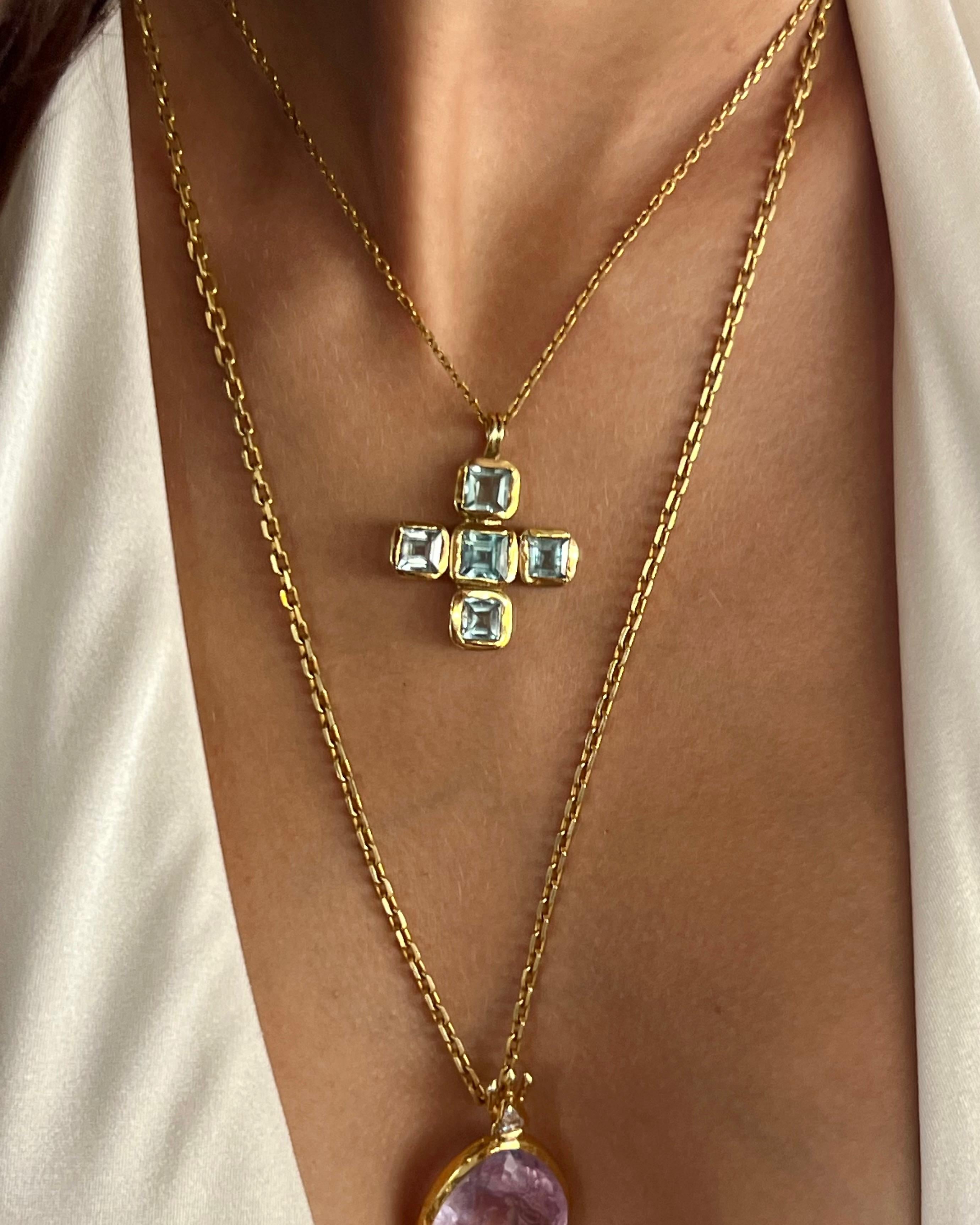 THE AQUA CROSS NECKLACE